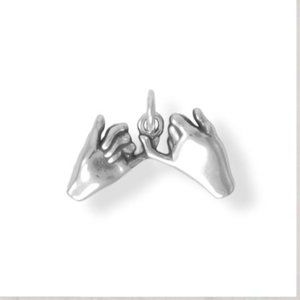 Sterling Silver Oxidized Pinky Promise Charm
